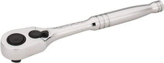 Stanley - 3/8" Drive Pear Head Quick-Release Ratchet - Chrome Finish, 8" OAL - Benchmark Tooling