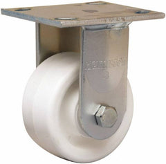 Hamilton - 4" Diam x 2" Wide x 5-5/8" OAH Top Plate Mount Rigid Caster - Polyolefin, Delrin Bearing, 4 x 4-1/2" Plate - Benchmark Tooling