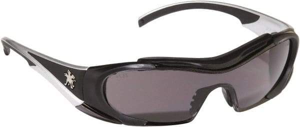 MCR Safety - Gray Lenses, Framed Safety Glasses - Anti-Fog, Scratch Resistant, Black Thermoplastic Rubber Frame, Size Universal, Wrap Around - Benchmark Tooling