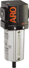 ARO/Ingersoll-Rand - 3/4" Port, 7.913" High x 2.874" Wide Standard Filter with Metal Bowl, Automatic Drain - 216 SCFM, 250 Max psi, 175°F Max Temp, Sight Glass Included, Modular Connection, 2.8 oz Bowl Capacity - Benchmark Tooling