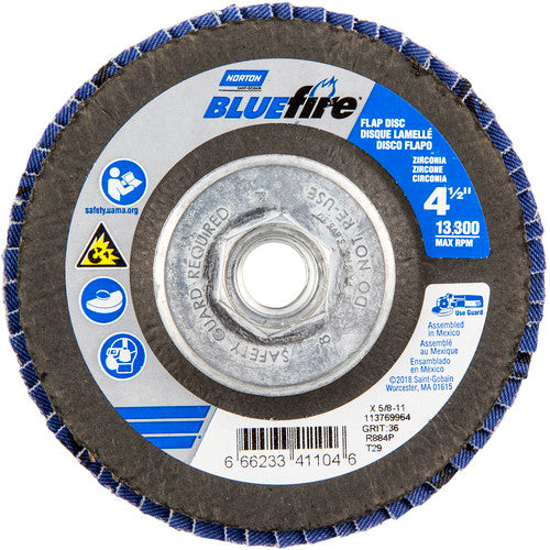 ‎4-1/2″ × 5/8″-11 Type 29 BlueFire Flap Disc - Benchmark Tooling