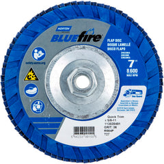 ‎7 × 5/8 - 11″ BlueFire Plastic Flat Flap Disc Type 27 P36 Grit R884P Zirconia Alumina - Benchmark Tooling