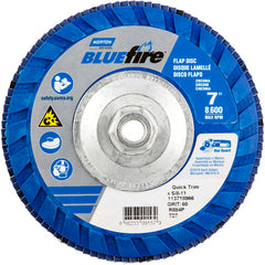 ‎7 × 5/8 - 11″ BlueFire Plastic Flat Flap Disc Type 27 P60 Grit R884P Zirconia Alumina - Benchmark Tooling