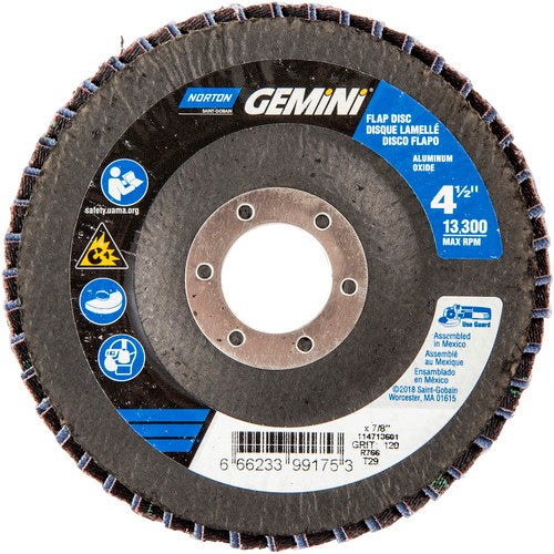 ‎4-1/2 × 7/8″ Gemini Fiberglass Conical Flap Disc Type 29 P120 Grit R766 Zirconia Alumina - Benchmark Tooling