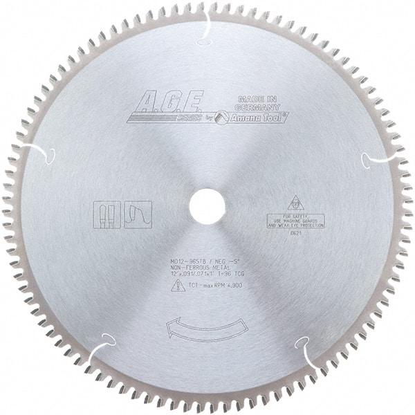 Amana Tool - 12" Diam, 1" Arbor Hole Diam, 96 Tooth Wet & Dry Cut Saw Blade - Carbide-Tipped, Clean Action, Standard Round Arbor - Benchmark Tooling