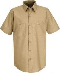 VF Imagewear - Size 3XL, Khaki, General Purpose, Short Sleeve Button Down Shirt - 56" Chest, 2 Pockets, Cotton/Poly Blend - Benchmark Tooling