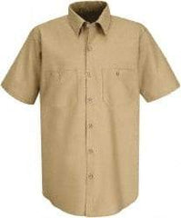 VF Imagewear - Size 3XL, Khaki, General Purpose, Short Sleeve Button Down Shirt - 56" Chest, 2 Pockets, Cotton/Poly Blend - Benchmark Tooling