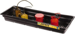 Justrite - 12 Gallon Capacity, 16 Inch Long x 46 Inch Wide, Polyurethane Spill Tray - 16 Inch Diameter, 5-1/2 Inch High, Black - Benchmark Tooling