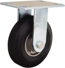 Hamilton - 6" Diam x 2" Wide, Rubber Rigid Caster - 300 Lb Capacity, Top Plate Mount, 4-1/2" x 6-1/4" Plate, Straight Roller Bearing - Benchmark Tooling