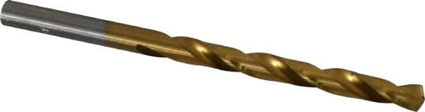 Hertel - Letter A 135° High Speed Steel Jobber Drill - TiN Finish, Right Hand Cut, Spiral Flute, Straight Shank, 3-7/8" OAL, Split Point - Benchmark Tooling