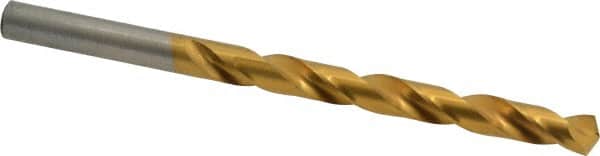 Hertel - Letter I 135° High Speed Steel Jobber Drill - TiN Finish, Right Hand Cut, Spiral Flute, Straight Shank, 4-1/8" OAL, Split Point - Benchmark Tooling