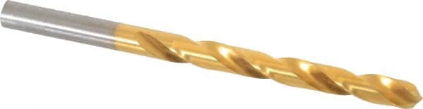 Hertel - Letter L 135° High Speed Steel Jobber Drill - TiN Finish, Right Hand Cut, Spiral Flute, Straight Shank, 4-1/4" OAL, Split Point - Benchmark Tooling