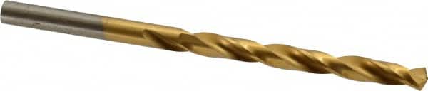 Hertel - #2 135° High Speed Steel Jobber Drill - TiN Finish, Right Hand Cut, Spiral Flute, Straight Shank, 3-7/8" OAL, Split Point - Benchmark Tooling