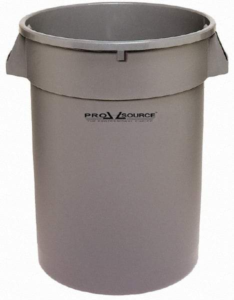 PRO-SOURCE - 32 Gal Gray Round Trash Can - Polyethylene, 27-3/4" High - Benchmark Tooling