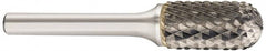 SGS Pro - 5/8" Cut Diam, 3/8" Shank Diam, Cylinder with Radius Head Double Cut Burr - Carbide, Radius End, 1" LOC, 3" OAL - Benchmark Tooling