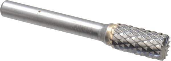 SGS Pro - 3/8" Cut Diam, 1/4" Shank Diam, Cylinder with End Cut Head Double Cut Burr - Carbide, End Cut End, 3/4" LOC, 2-1/2" OAL - Benchmark Tooling