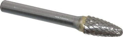 SGS Pro - 3/8" Cut Diam, 1/4" Shank Diam, Tree with Radius Head Double Cut Burr - Carbide, Radius End, 3/4" LOC, 2-1/2" OAL - Benchmark Tooling