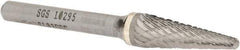 SGS Pro - 3/8" Cut Diam, 1/4" Shank Diam, Taper Head Double Cut Burr - Carbide, Radius End, 1-1/16" LOC, 2-15/16" OAL - Benchmark Tooling