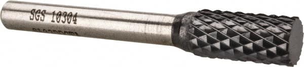 SGS Pro - 3/8" Cut Diam, 1/4" Shank Diam, Cylinder Head Double Cut Burr - Carbide, Flat End, 3/4" LOC, 2-1/2" OAL - Benchmark Tooling