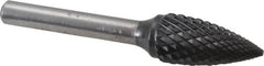SGS Pro - 1/2" Cut Diam, 1/4" Shank Diam, Tree Head Double Cut Burr - Carbide, Point End, 1" LOC, 2-3/4" OAL - Benchmark Tooling