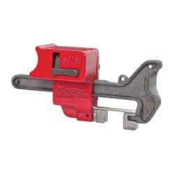 Master Lock - 4 Inch Max Valve Handle Size, Aluminum and Steel Handle On Ball Valve Lockout - 9/32 Inch Max Shackle Diameter, Red - Benchmark Tooling
