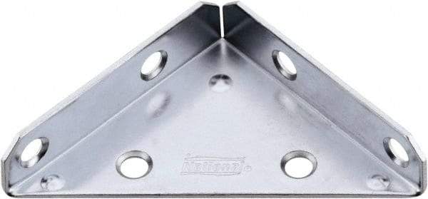 National Mfg. - 3" Long x 3" Wide Steel Corner Braces - Zinc Plated Finish - Benchmark Tooling