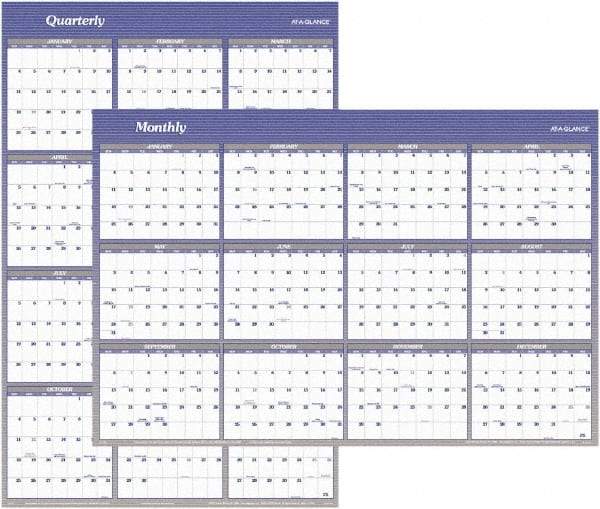 AT-A-GLANCE - 1 Sheet, 32 x 48", Erasable Wall Planner - White & Blue - Benchmark Tooling