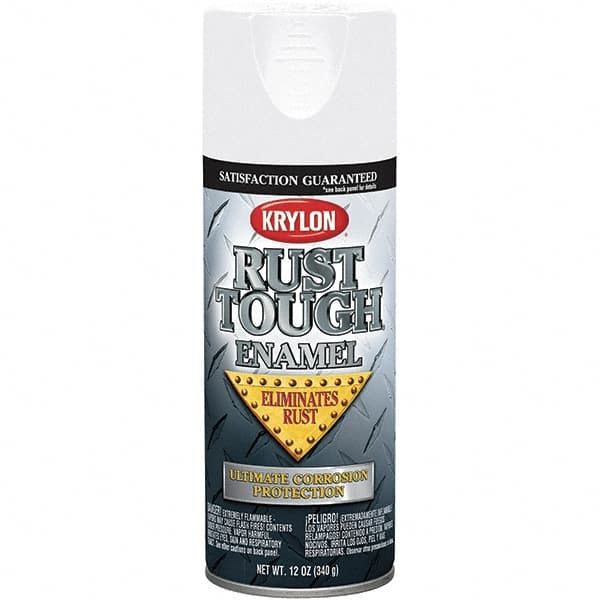 Krylon - White, Gloss, Rust Proof Enamel Spray Paint - 25 Sq Ft per Can, 12 oz Container, Use on Wood, Metal - Benchmark Tooling