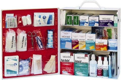 Medique - 1,100 Piece, 100 Person, Industrial First Aid Kit - 13-3/4" Wide x 16-1/4" Deep x 5-1/2" High, Metal Cabinet - Benchmark Tooling