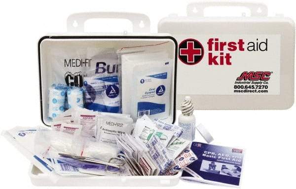 Medique - 150 Piece, 25 Person, Industrial First Aid Kit - 9-1/4" Wide x 6-3/4" Deep x 3" High, Plastic Case - Benchmark Tooling