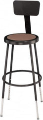 NPS - 14 Inch Wide x 14 Inch Deep x 25 to 32-1/2 Inch High, Steel Base, Adjustable Height Stool - Hardboard Seat, Black - Benchmark Tooling