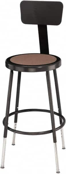 NPS - 14 Inch Wide x 14 Inch Deep x 19 to 26-1/2 Inch High, Steel Base, Adjustable Height Stool - Hardboard Seat, Black - Benchmark Tooling