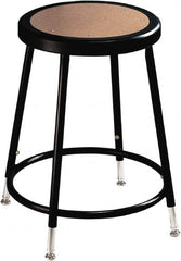 NPS - 14 Inch Wide x 14 Inch Deep x 19 to 26-1/2 Inch High, Steel Base, Adjustable Height Stool - Hardboard Seat, Black - Benchmark Tooling