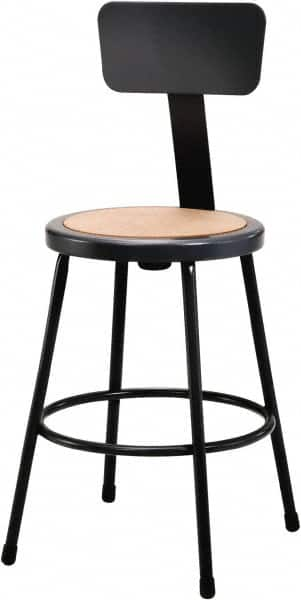 NPS - 24 Inch High, Stationary Fixed Height Stool with Adjustable Height Backrest - 14 Inch Deep x 14 Inch Wide, Hardboard Seat, Black - Benchmark Tooling