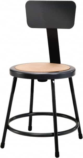 NPS - 18 Inch High, Stationary Fixed Height Stool with Adjustable Height Backrest - 14 Inch Deep x 14 Inch Wide, Hardboard Seat, Black - Benchmark Tooling