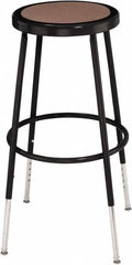 NPS - 14 Inch Wide x 14 Inch Deep x 25 to 33 Inch High, Steel Base, Adjustable Height Stool - Hardboard Seat, Black - Benchmark Tooling