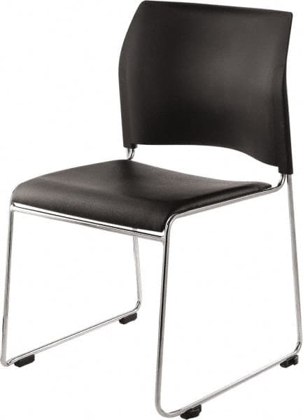 NPS - Vinyl Black Stacking Chair - Chrome Frame, 20" Wide x 19-1/4" Deep x 30" High - Benchmark Tooling