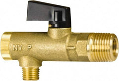 PRO-SOURCE - 1/2" Pipe, NPT Port, Brass Filter Ball Valve - Inline - One Way Flow, MNPT x FNPT Ends, Wedge Handle, 725 WOG - Benchmark Tooling