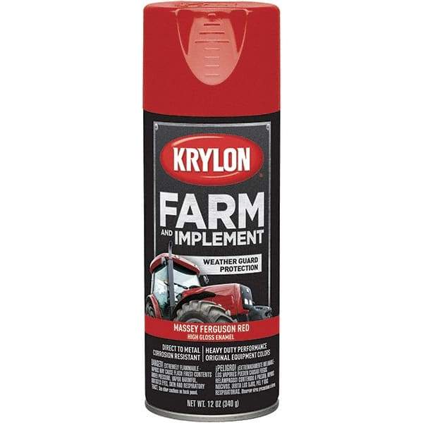 Krylon - Red (Massey Ferguson), 12 oz Net Fill, Gloss, Farm & Equipment Spray Paint - 12 oz Container, Use on Equipment - Benchmark Tooling