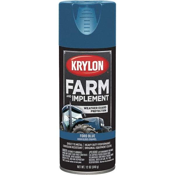 Krylon - Blue (Ford), 12 oz Net Fill, Gloss, Farm & Equipment Spray Paint - 12 oz Container, Use on Equipment - Benchmark Tooling