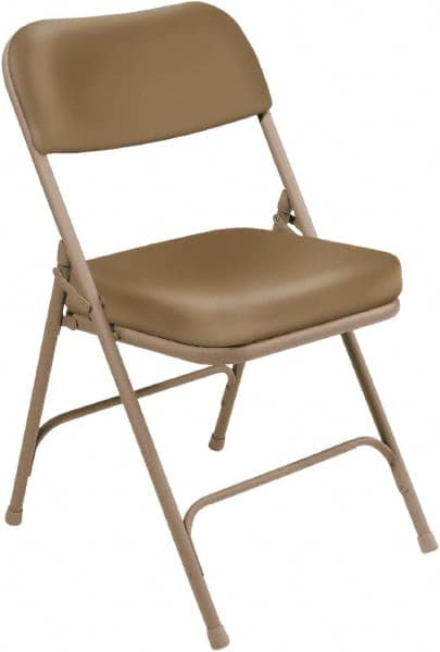 NPS - 18" Wide x 20-3/4" Deep x 32" High, Steel & Vinyl Folding Chair with Vinyl Padded Seat - Beige - Benchmark Tooling