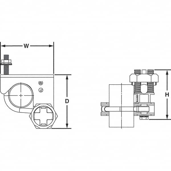 Panduit - 6 to 1/0 AWG Compatible Grounding Clamp - Bronze, 4.47" OAL, TIA-607-B - Benchmark Tooling