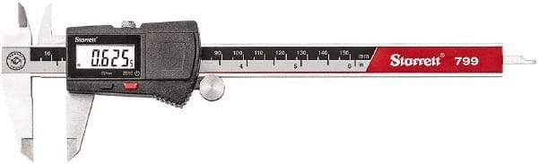 Starrett - 0 to 6" Range 0.0005" Resolution, Electronic Caliper - Stainless Steel with 2" Stainless Steel Jaws, RS232 Output - Benchmark Tooling