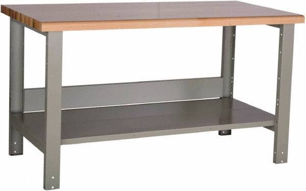 Rousseau Metal - 60 Wide x 30" Deep x 34" High, Laminated Hardwood Workbench - Fixed Legs - Benchmark Tooling