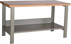 Rousseau Metal - 60 Wide x 30" Deep x 34" High, Laminated Hardwood Workbench - Fixed Legs - Benchmark Tooling