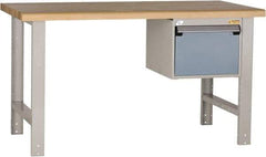 Rousseau Metal - 60 Wide x 30" Deep x 34" High, Laminated Hardwood Workbench - Fixed Legs - Benchmark Tooling