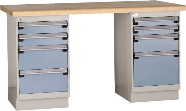 Rousseau Metal - 60 Wide x 30" Deep x 34" High, Laminated Hardwood Workbench - Fixed Legs - Benchmark Tooling