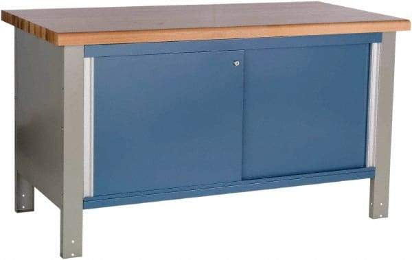 Rousseau Metal - 60 Wide x 30" Deep x 34" High, Laminated Hardwood Workbench - Fixed Legs - Benchmark Tooling