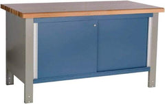 Rousseau Metal - 60 Wide x 30" Deep x 34" High, Laminated Hardwood Workbench - Fixed Legs - Benchmark Tooling