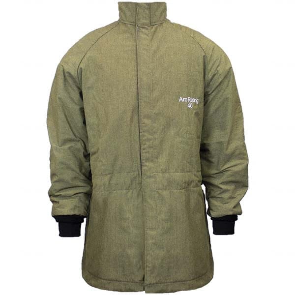 National Safety Apparel - Size 4XL Olive Green Arc Flash & Flame Resistant/Retardant Coat - Exact Industrial Supply